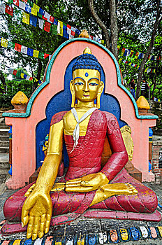 佛像,四眼天神庙,加德满都山谷,尼泊尔,亚洲