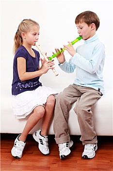 儿童,演奏,笛子