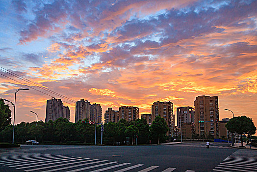 大楼,建筑群,城市,道路,蓝天