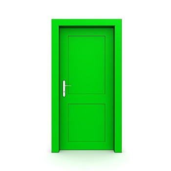 闭合,一个,绿色,门