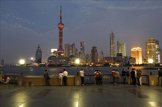 天际线,河,黄埔,上海,中国