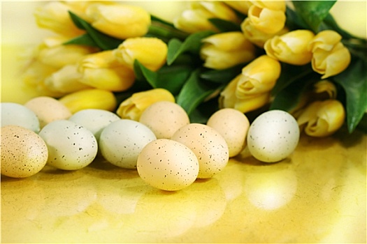 黄色,郁金香,复活节彩蛋
