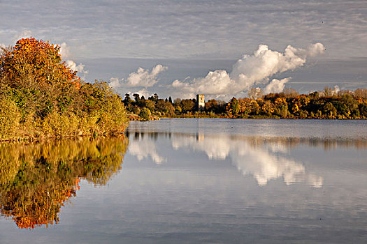 湖,水上公园,风景,塔,神圣,教堂