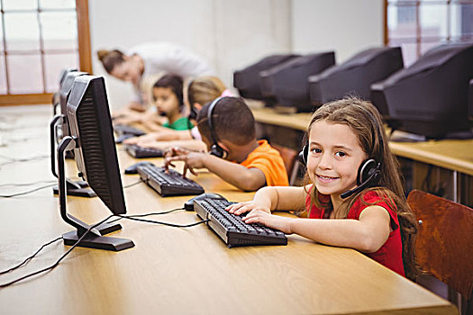 学生,电脑,教室,小学