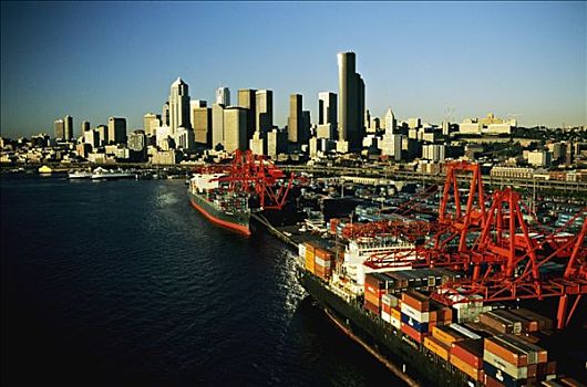 美国,西雅图,湾,码头,建筑