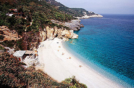 风景,沿岸,悬崖,海滩,希腊