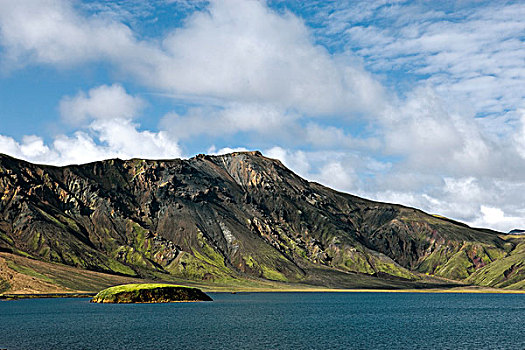 湖,山峦,兰德玛纳,冰岛