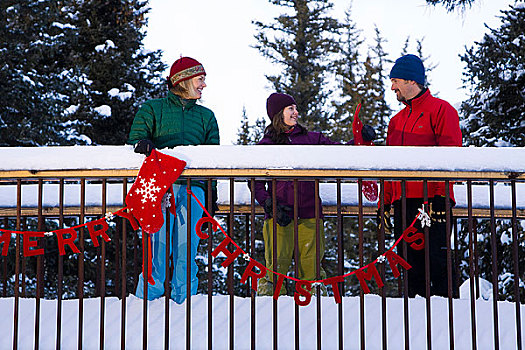 家庭,圣诞装饰,科罗拉多,落基山脉,冬天