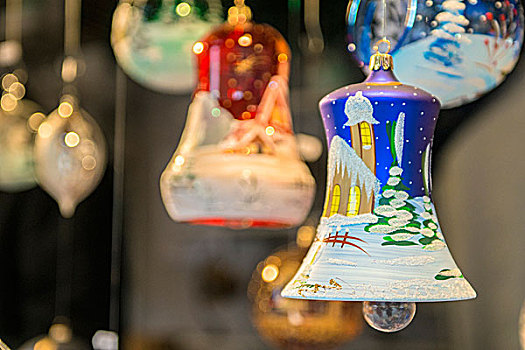 涂绘,玻璃,圣诞饰品,圣诞市场,罗腾堡,德国