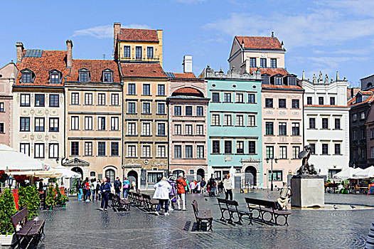喷泉,老城广场,世界遗产,文化遗产,华沙,省,波兰,欧洲