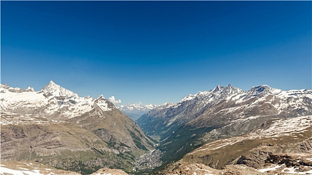 雪,山脉,风景,蓝天,阿尔卑斯山,区域,策马特峰,瑞士
