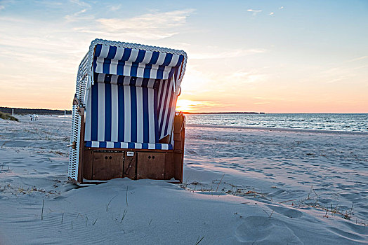 沙滩椅,海滩,波罗的海,达斯,梅克伦堡前波莫瑞州,德国,欧洲