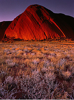 艾尔斯巨石,乌卢鲁巨石,日落,澳大利亚