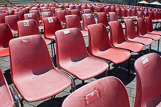 红色,椅子,排列