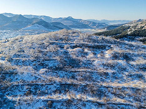 航拍济南黑峪顶雪景