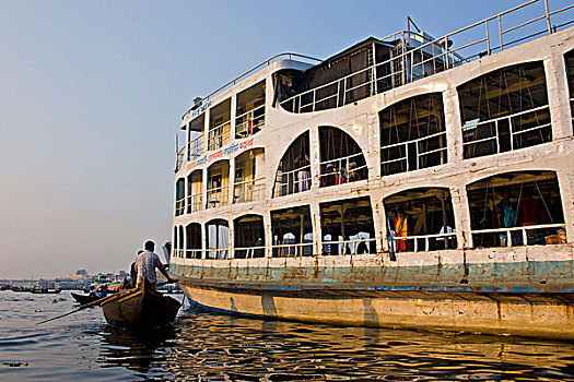 巨大,渡轮,港口,达卡,孟加拉,亚洲