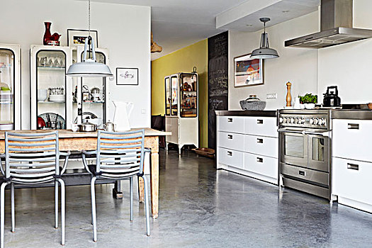 长,厨房操作台,抽屉,不锈钢,室内