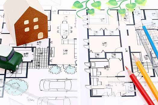 微型,模型,房子,蓝图,施工图
