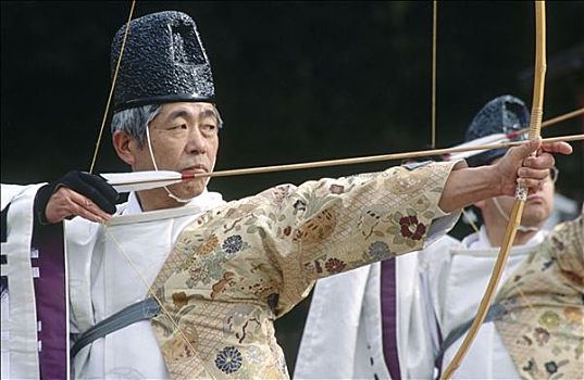 弓箭手,上贺茂神社,射箭,竞赛,京都,日本