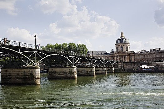 艺术桥,上方,赛纳河,河,背景,巴黎,法国