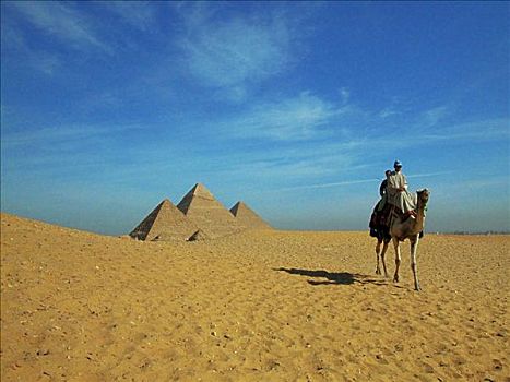 两个人,骆驼,正面,金字塔,吉萨金字塔,开罗,埃及