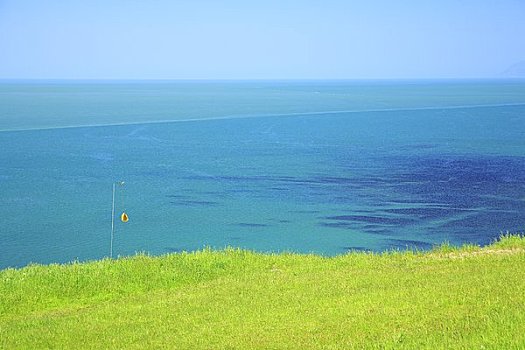 蓝色海洋,草地