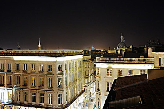 屋顶,夜晚,波尔多,法国