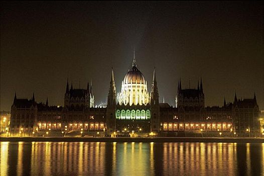 议会,光亮,夜晚,多瑙河,布达佩斯,匈牙利,欧洲,欧盟新成员
