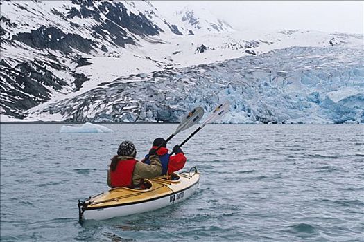漂流者,划船,冰河湾,夏天,东南阿拉斯加