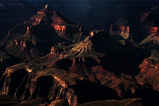 岩石构造,晚上,亮光,风景,南缘,小路,大峡谷国家公园,亚利桑那,美国,北美
