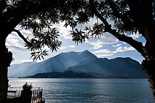 山峦,光线,阳光,科摩湖,伦巴底,意大利