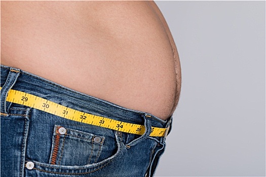 腹部,肥胖,男人,测量,磁带,腰部