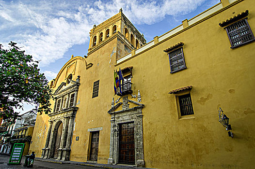 壮观,圣多明各,圣多明哥教堂,广场,老城,卡塔赫纳,哥伦比亚