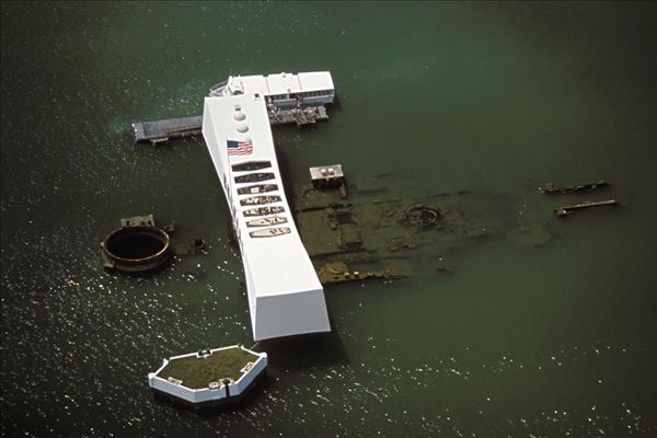 夏威夷,瓦胡岛,珍珠港,航拍,亚利桑那军舰纪念馆