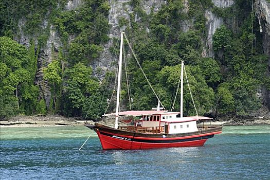 帆船,正面,岛屿,苏梅岛,泰国