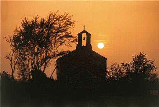 日落,拉丁美洲,小教堂