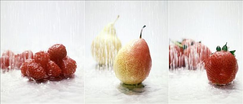 三件套,水果,洗,浆果,梨