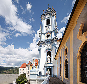 尖顶,教堂,杜恩斯坦,瓦绍,山谷,区域,下奥地利州,奥地利,欧洲