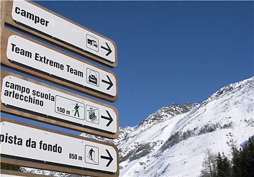 滑雪胜地,路标,伦巴第,意大利