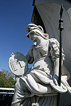 雕塑,希腊,女神,智神星,雅典娜,举止,布达佩斯,盘子,1785年,城堡区,匈牙利,欧洲