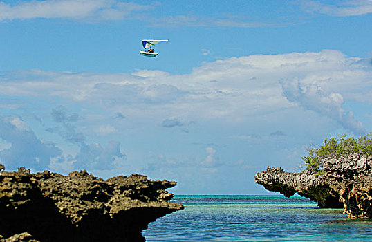 摄影师,悬挂式滑翔机,制作,航拍,岛屿,塞舌尔