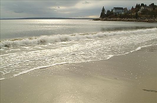 波浪,海滩,新斯科舍省,加拿大