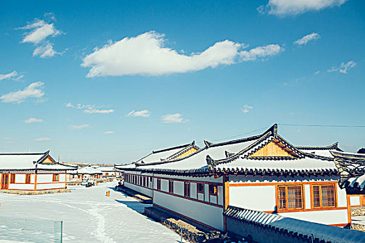 延边朝鲜自治州朝鲜族雪景