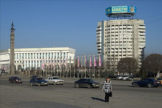 广场,共和国,阿拉木图,哈萨克斯坦