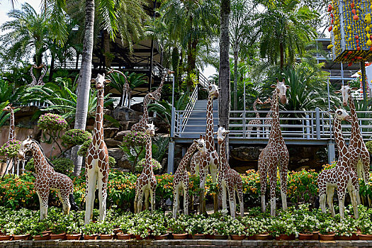 长颈鹿,塑像,热带,植物园,芭提雅,泰国,亚洲