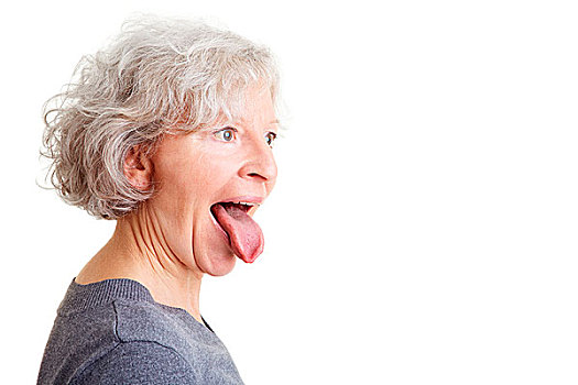有趣,老太太,伸出,舌头