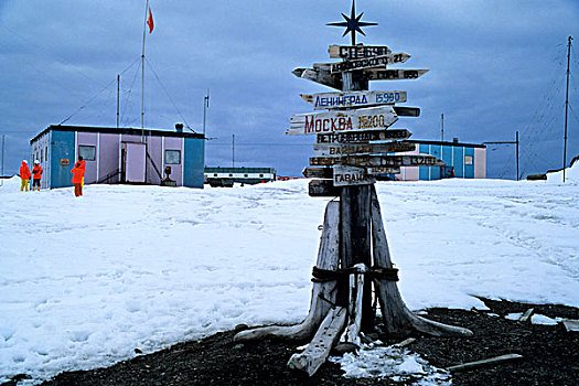 南极,乔治王岛,俄罗斯人,研究站,路标