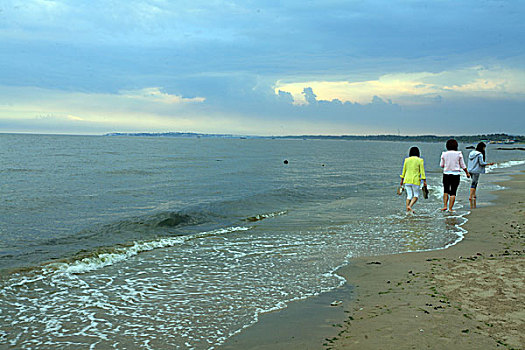 北戴河,沙滩,阳伞,夏日,浴场,游客,海边,海浪,海岸线