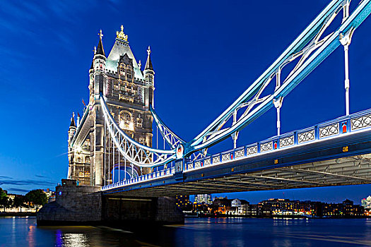 塔桥,泰晤士河,夜晚,伦敦,英格兰,英国,欧洲