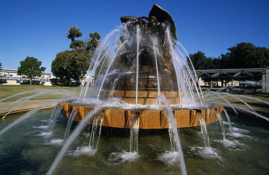 喷泉,公园,海湾,云,达拉斯,德克萨斯,美国